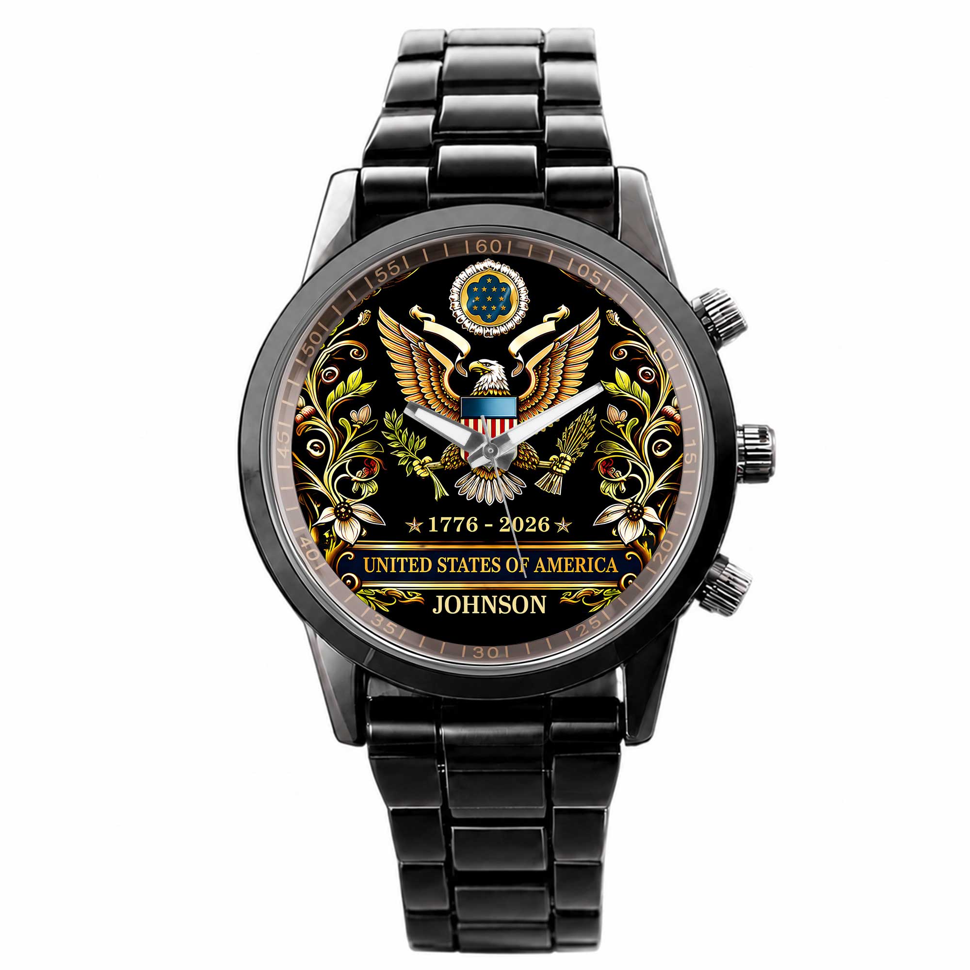 Personalized Black Men's Watch Custom Name Gift for Dad Men's Watch GradoCreations