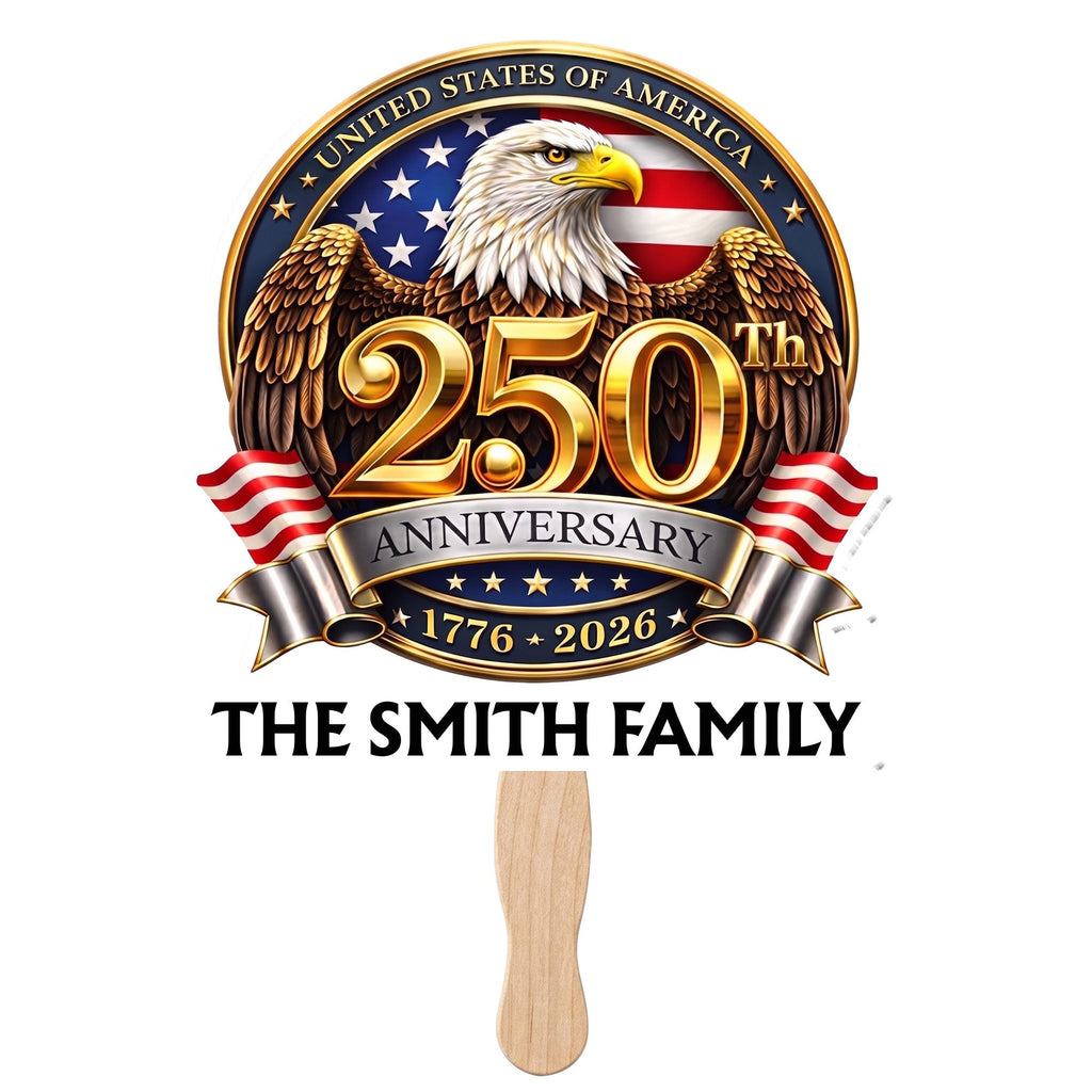 Personalized Custom Hand Fan with Family Eagle Flag Gift for 4th of July Hand Fan GradoCreations