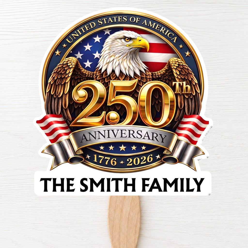 Personalized Custom Hand Fan with Family Eagle Flag Gift for 4th of July Hand Fan GradoCreations