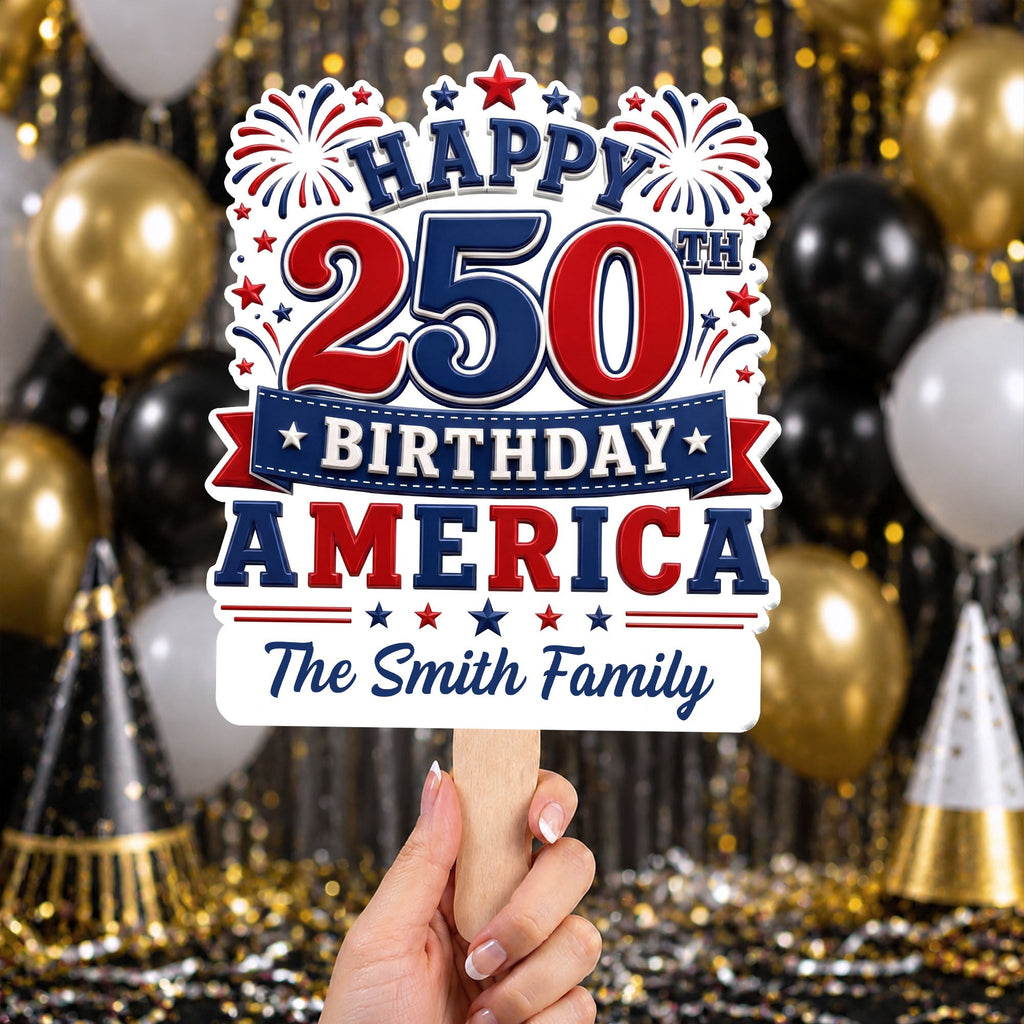 Personalized USA Stars And Stripes Hand Fan Custom Family Name Gift Hand Fan GradoCreations