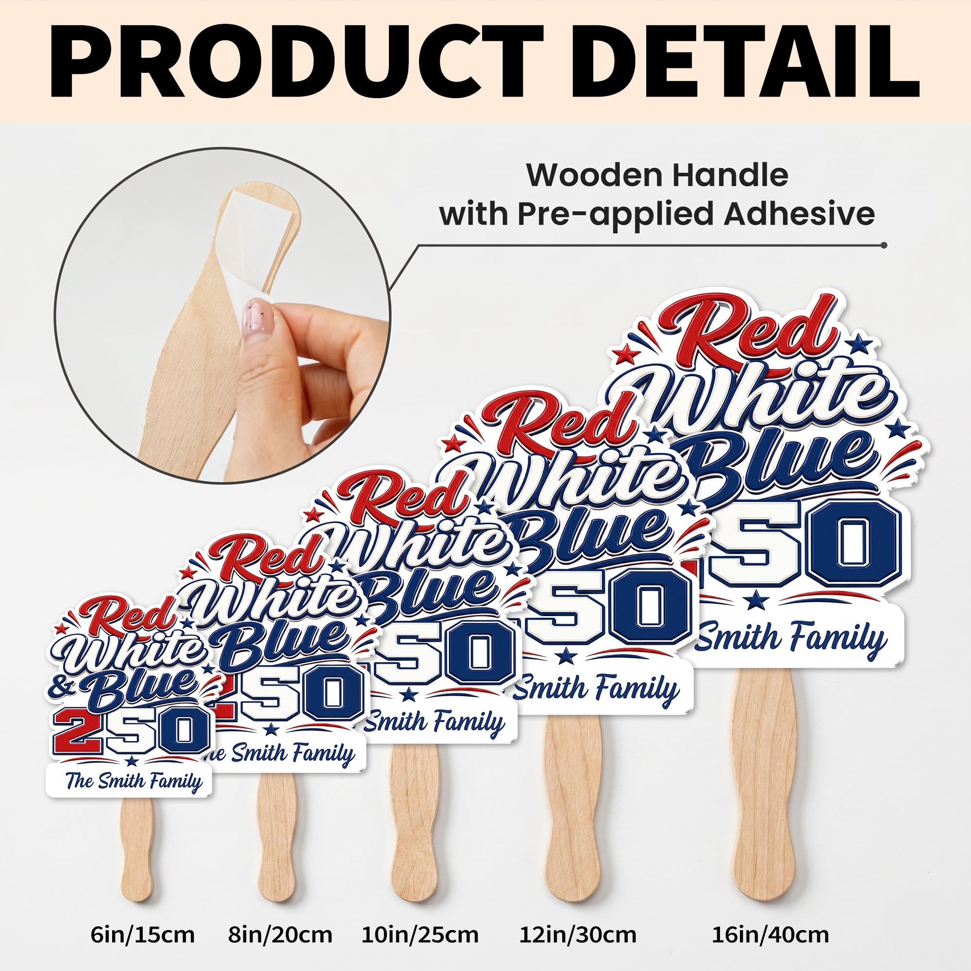 Personalized USA Stars And Stripes Hand Fan Custom Family Name Gift Hand Fan GradoCreations