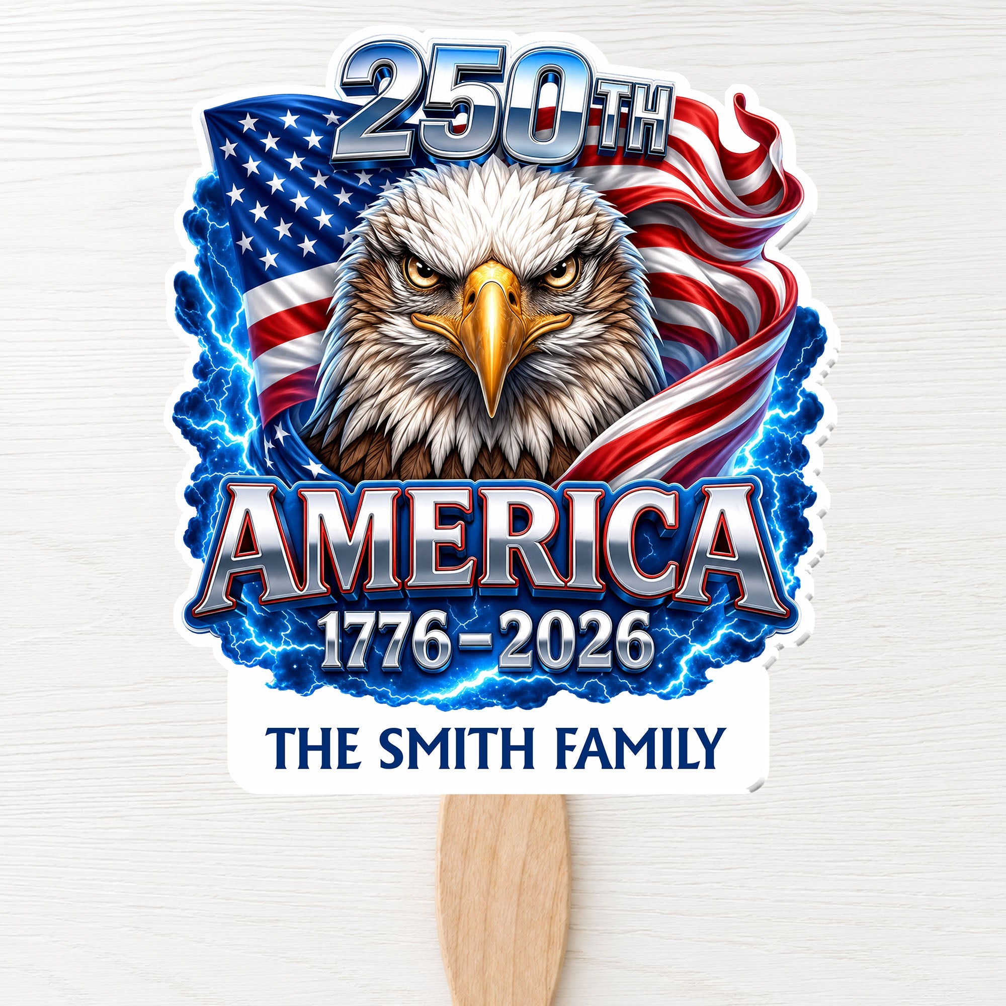 Personalized Custom Hand Fan American Flag Bald Eagle Gift Hand Fan GradoCreations
