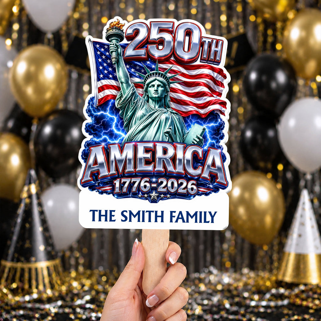 Personalized Custom Hand Fan American Flag Bald Eagle Gift Hand Fan GradoCreations