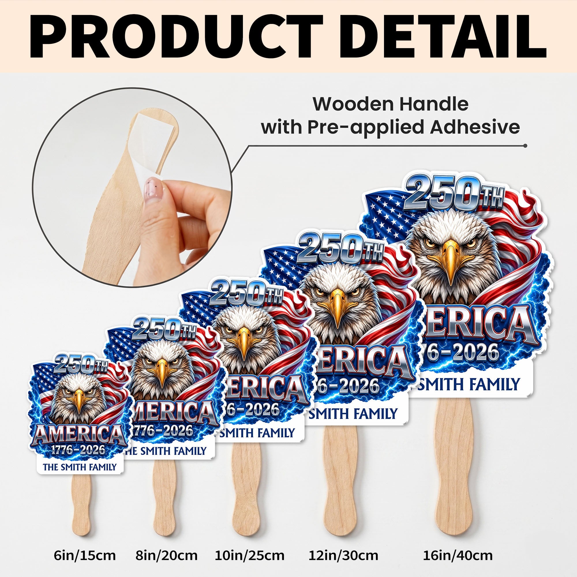 Personalized Custom Hand Fan American Flag Bald Eagle Gift Hand Fan GradoCreations