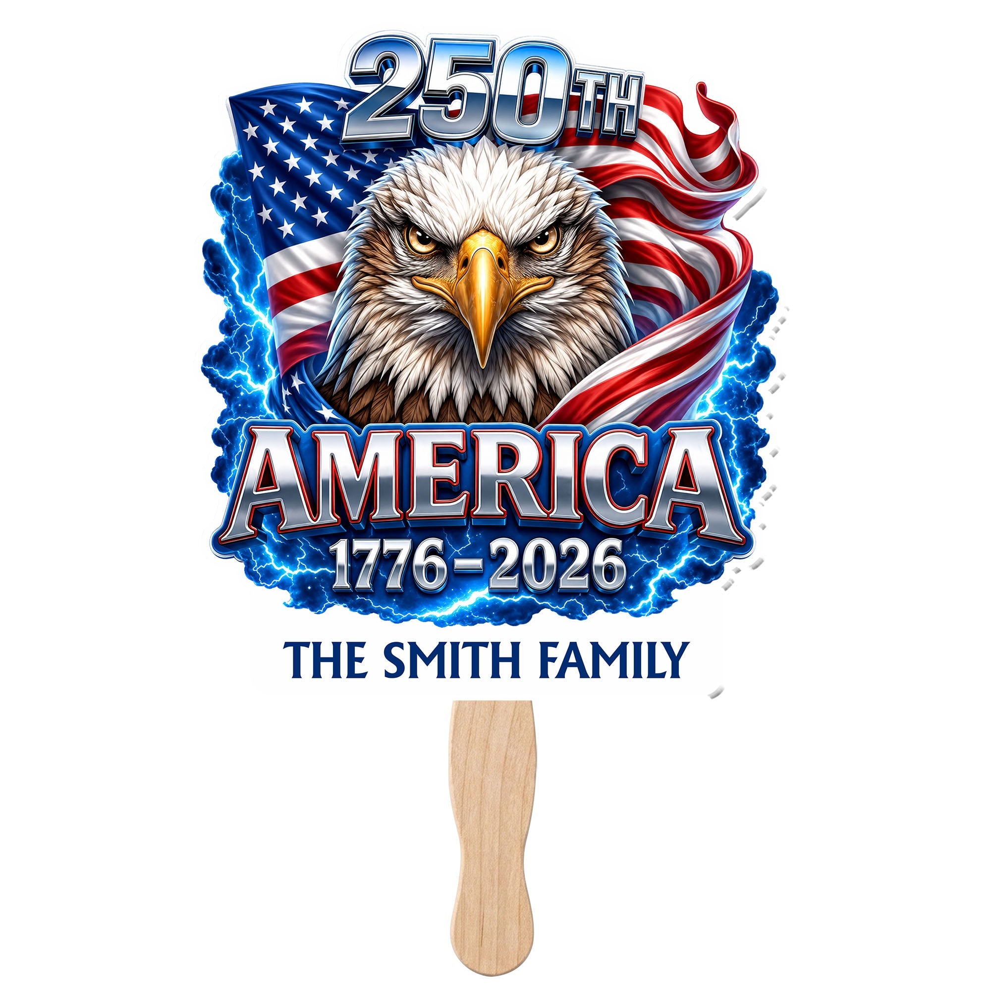 Personalized Custom Hand Fan American Flag Bald Eagle Gift Hand Fan GradoCreations