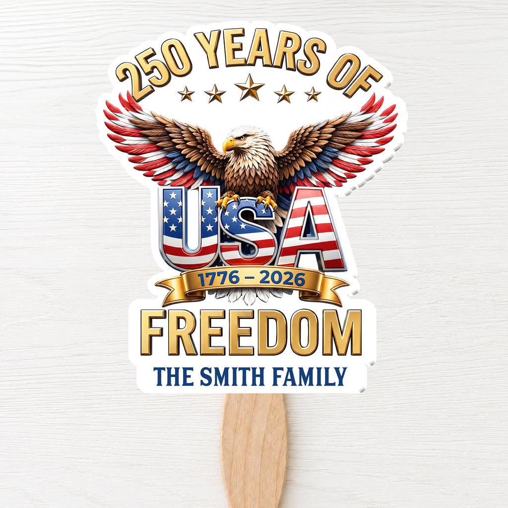 Personalized Custom Hand Fan USA Freedom Eagle Family Gift Hand Fan GradoCreations