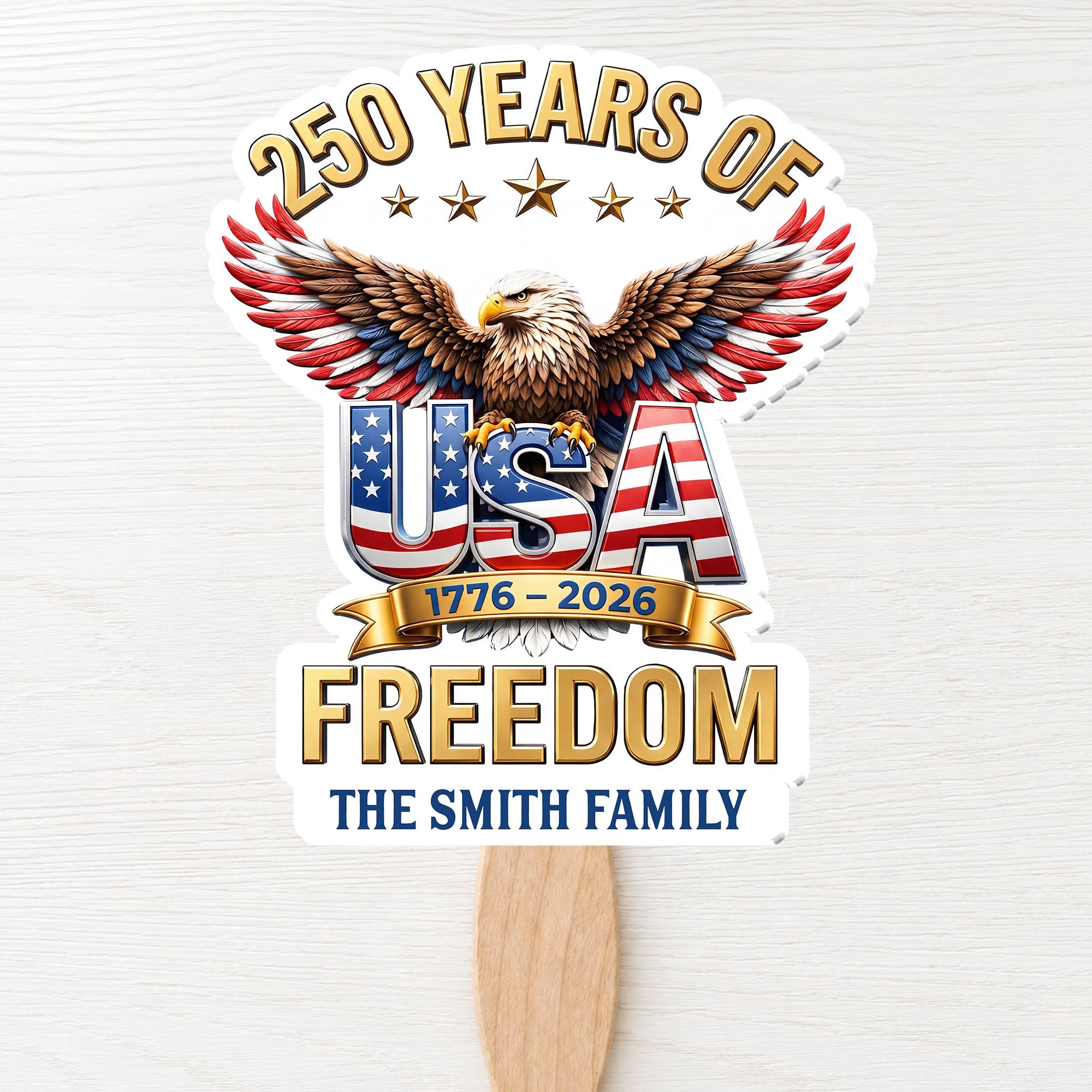 Personalized Custom Hand Fan USA Freedom Eagle Family Gift Hand Fan GradoCreations