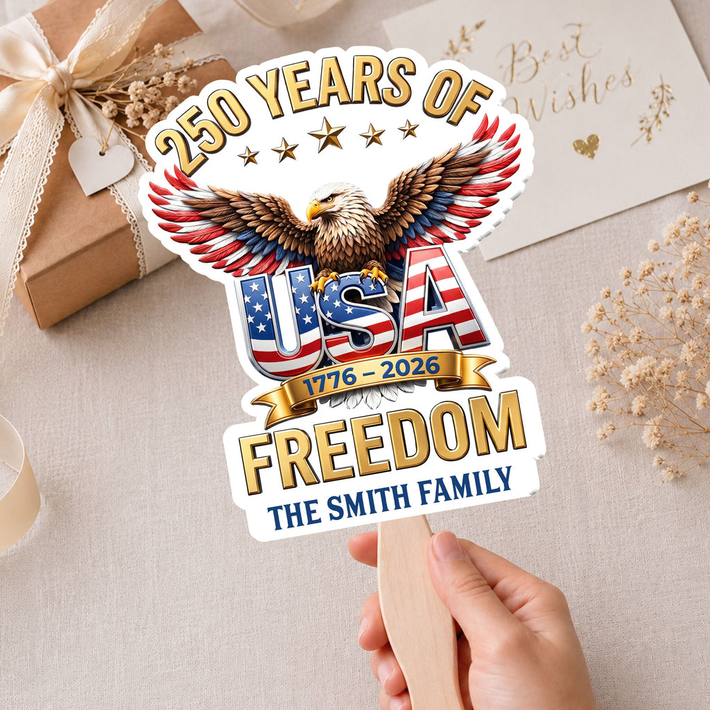 Personalized Custom Hand Fan USA Freedom Eagle Family Gift Hand Fan GradoCreations