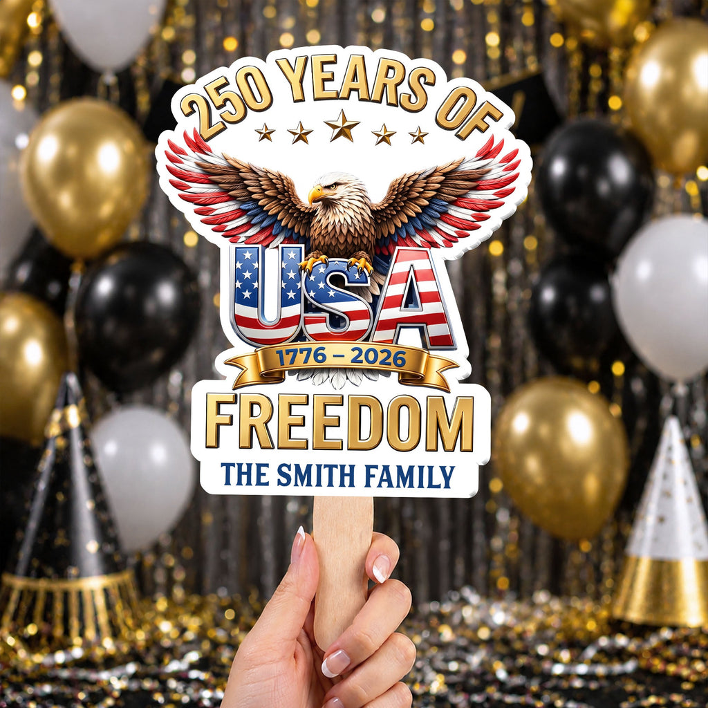 Personalized Custom Hand Fan USA Freedom Eagle Family Gift Hand Fan GradoCreations