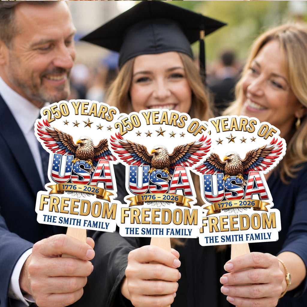 Personalized Custom Hand Fan USA Freedom Eagle Family Gift Hand Fan GradoCreations
