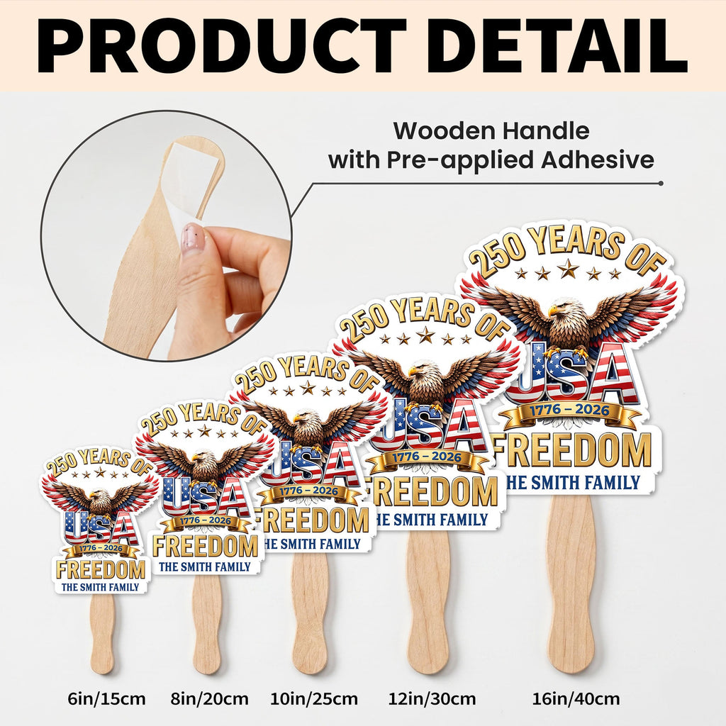 Personalized Custom Hand Fan USA Freedom Eagle Family Gift Hand Fan GradoCreations