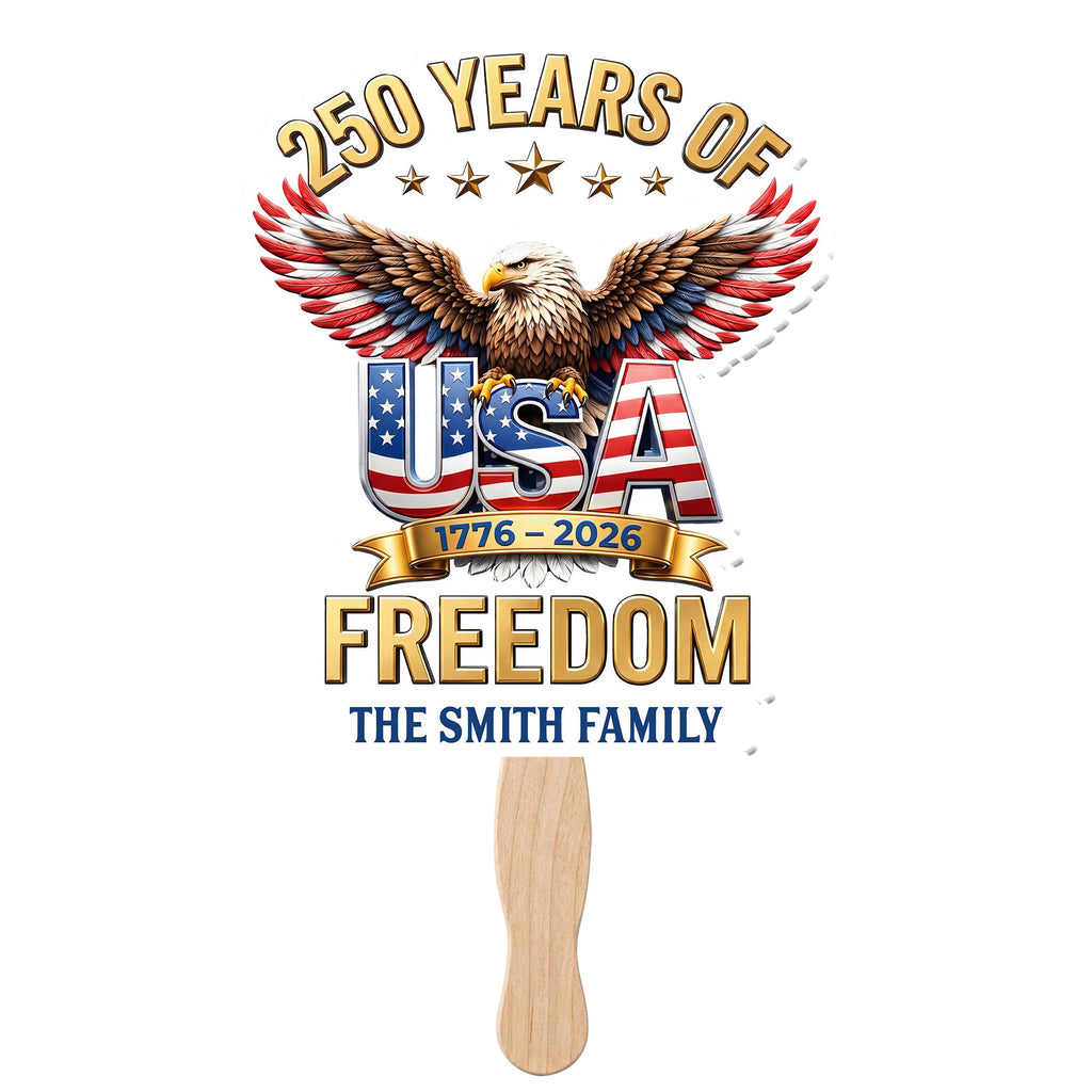 Personalized Custom Hand Fan USA Freedom Eagle Family Gift Hand Fan GradoCreations