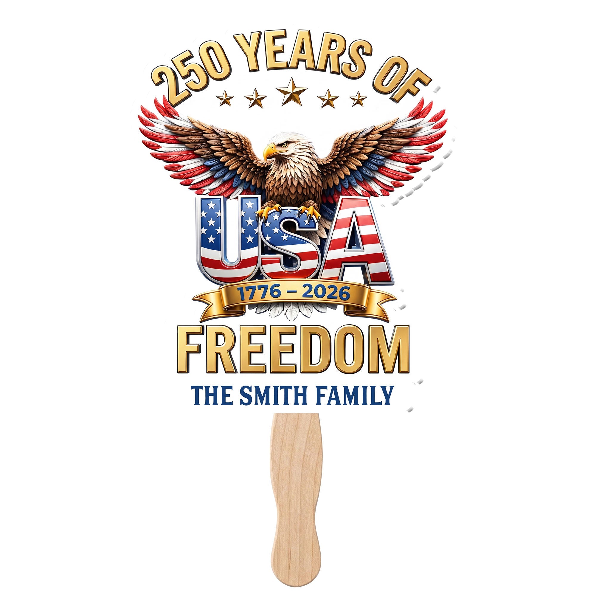 Personalized Custom Hand Fan USA Freedom Eagle Family Gift Hand Fan GradoCreations