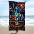 Personalized Microfiber Beach Towel USA Eagle Custom Name Gift Beach Towels GradoCreations