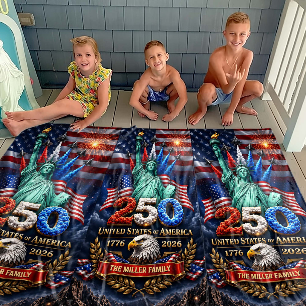 Personalized Microfiber Beach Towel USA Eagle Custom Name Gift Beach Towels GradoCreations
