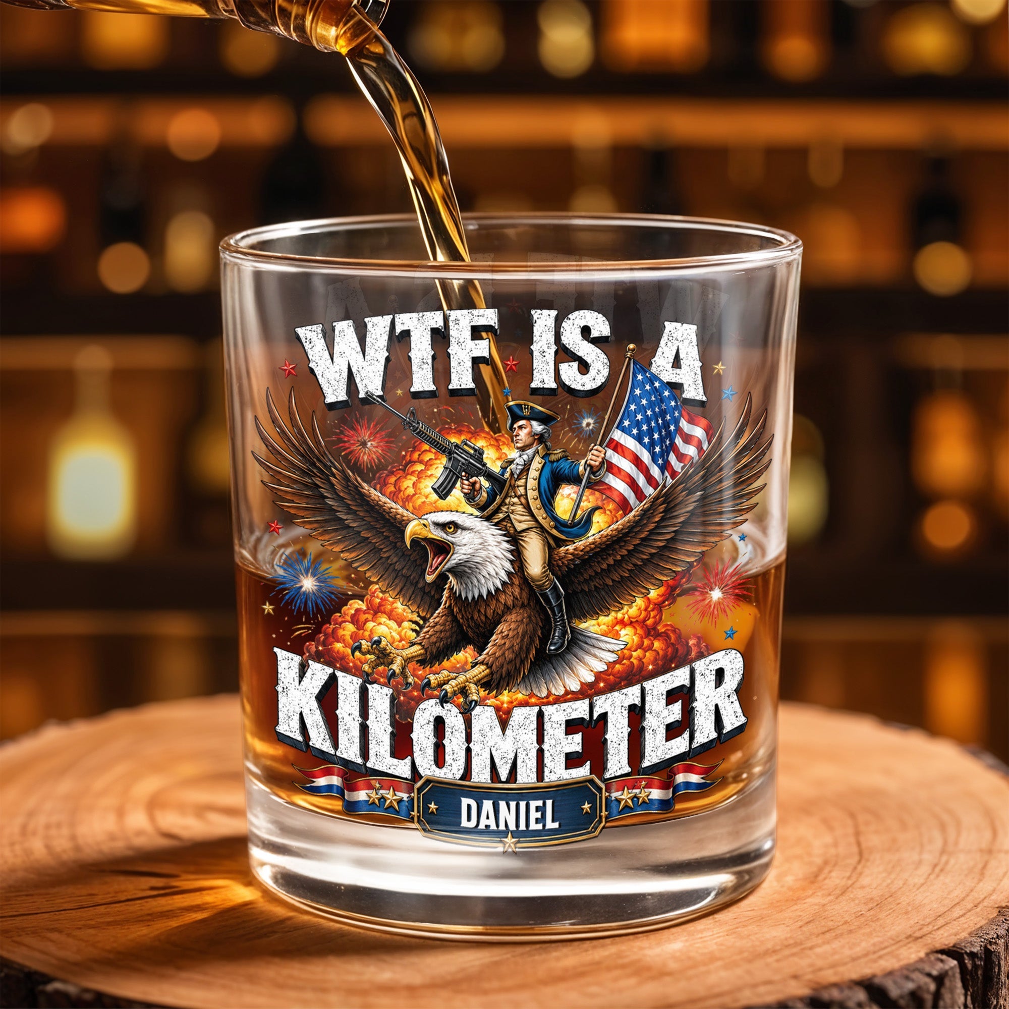 Personalized Whiskey Glass Custom Name Patriotic Eagle Gift for Dad Whiskey Glass GradoCreations