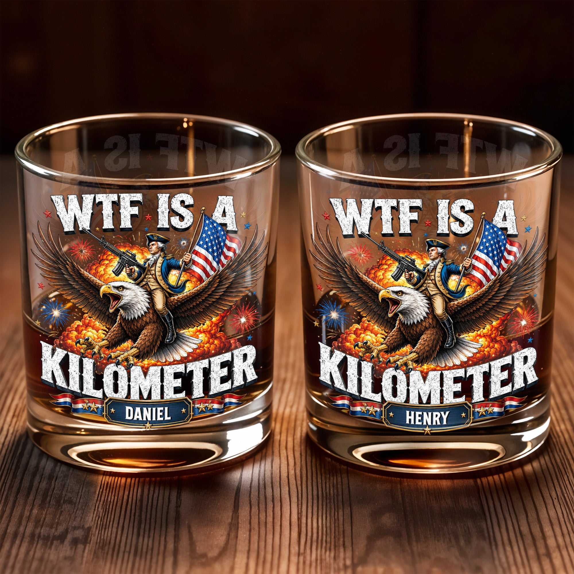 Personalized Whiskey Glass Custom Name Patriotic Eagle Gift for Dad Whiskey Glass GradoCreations