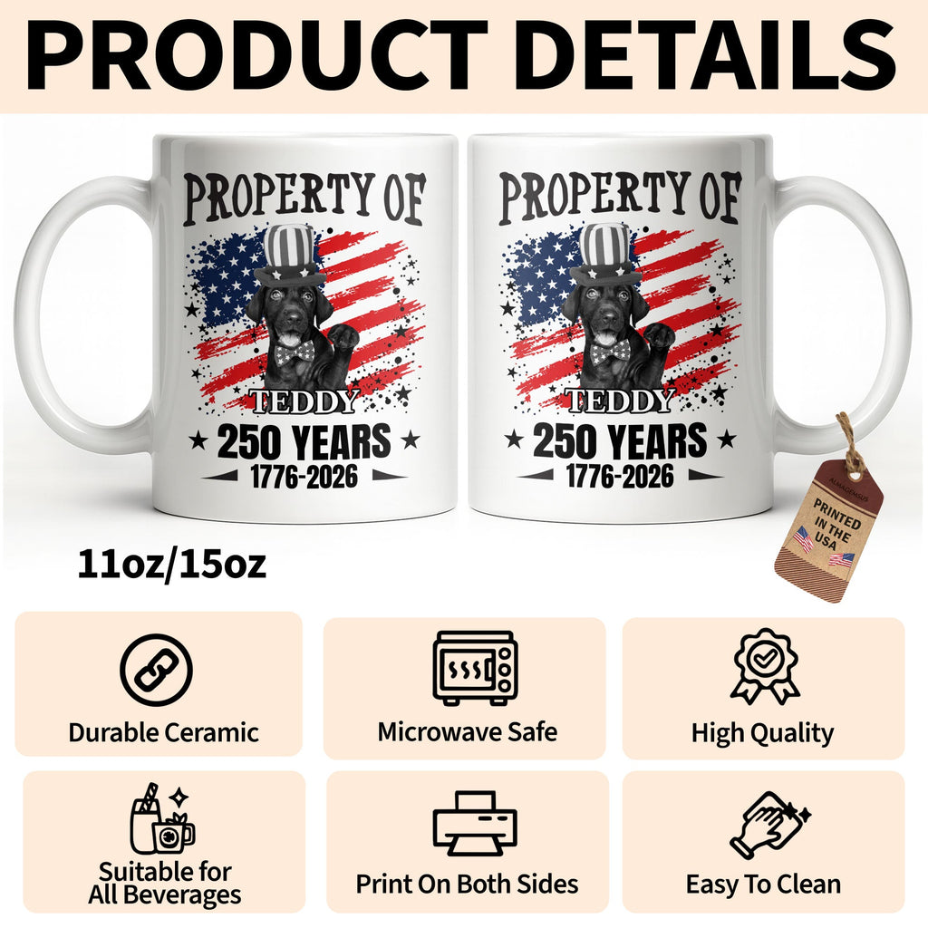 Personalized Patriotic Dog Coffee Mug Custom Gift with American Flag Edge-to-edge Mug GradoCreations