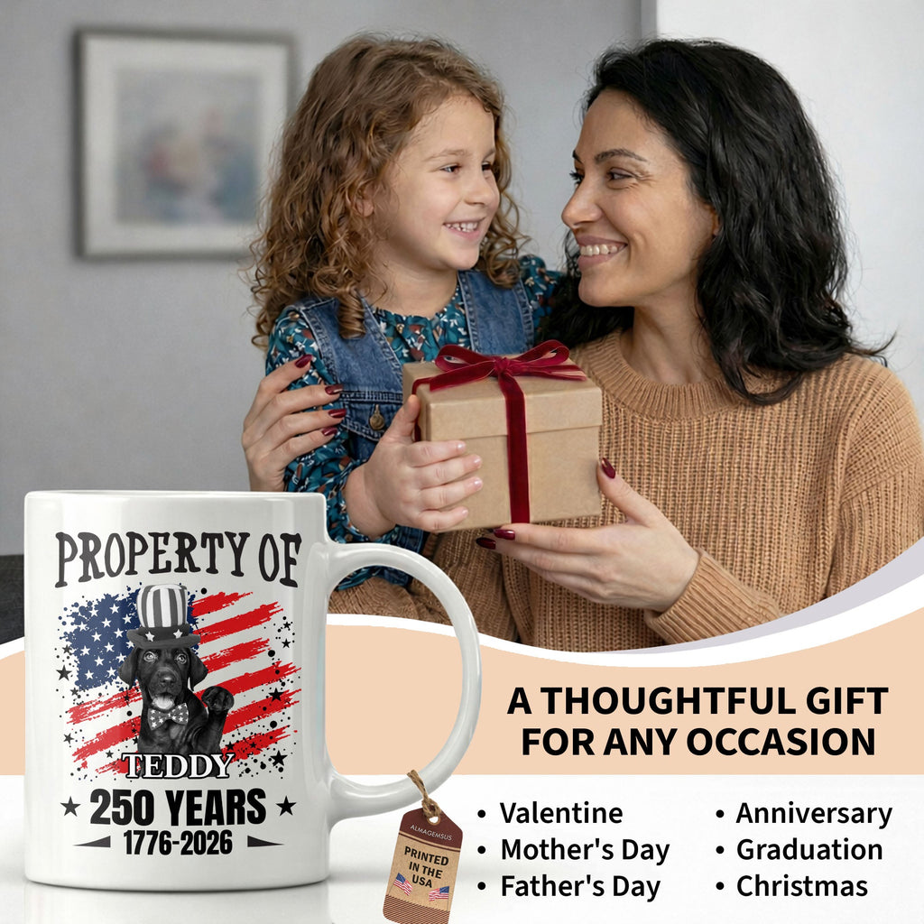 Personalized Patriotic Dog Coffee Mug Custom Gift with American Flag Edge-to-edge Mug GradoCreations