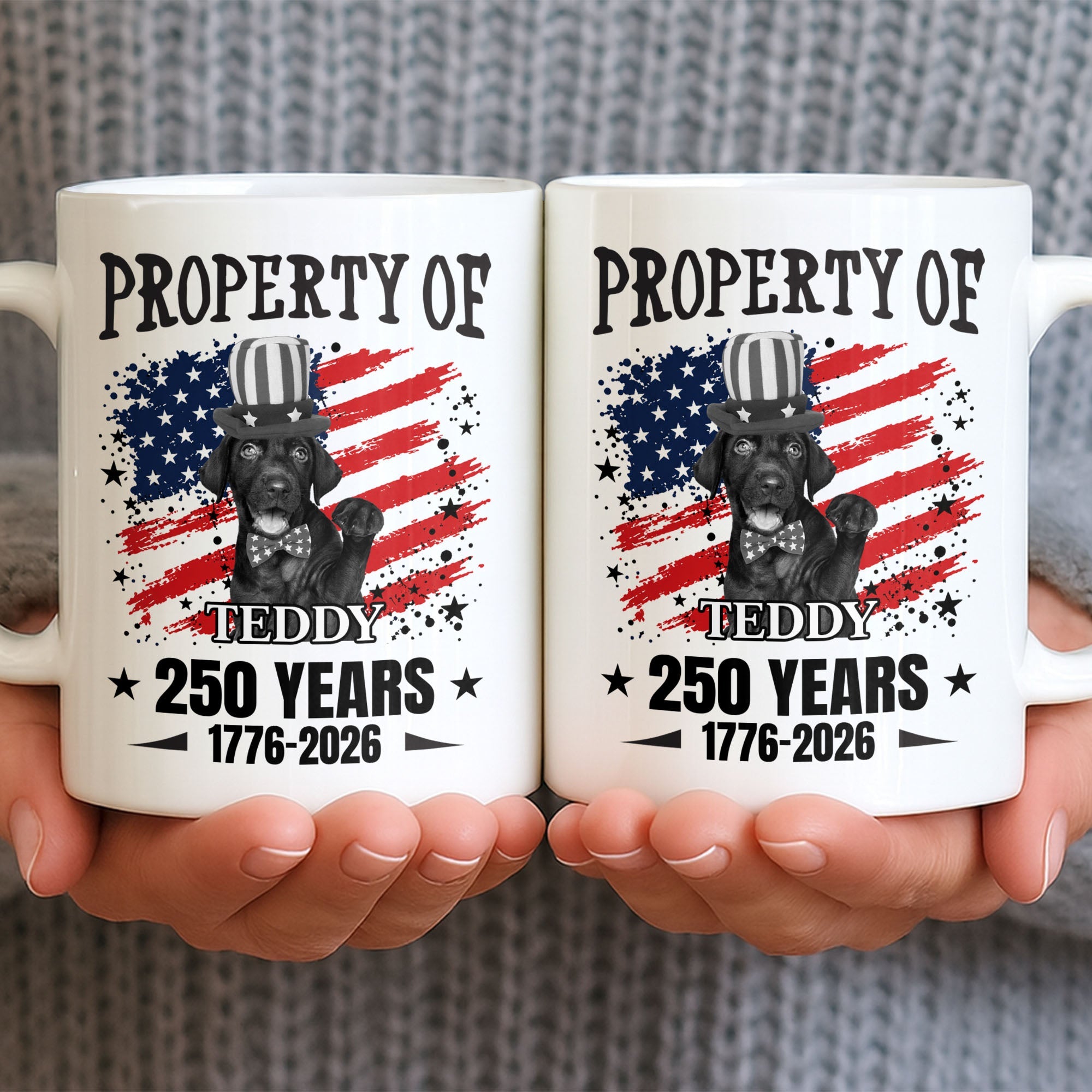 Personalized Patriotic Dog Coffee Mug Custom Gift with American Flag Edge-to-edge Mug GradoCreations