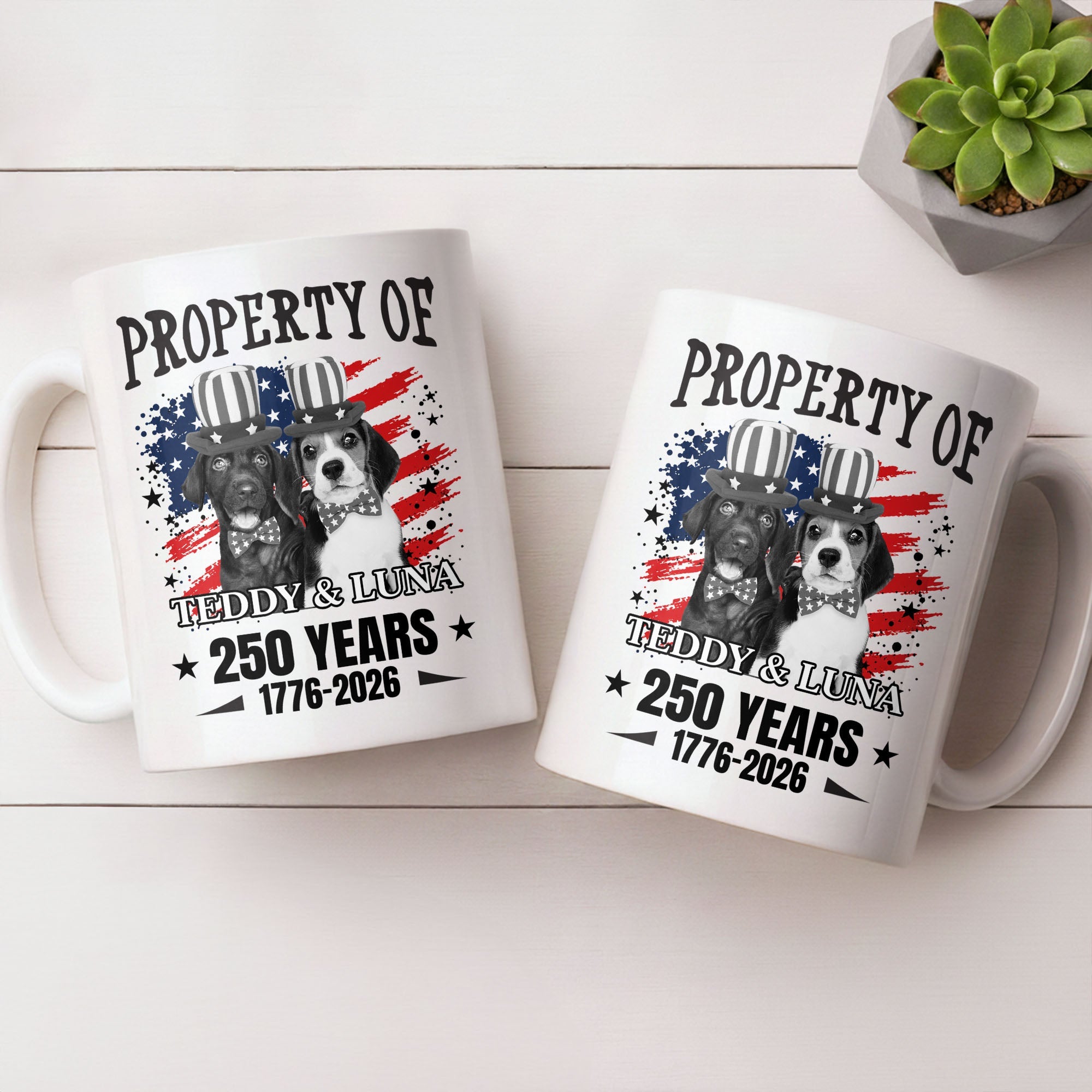 Personalized Patriotic Dog Coffee Mug Custom Gift with American Flag Edge-to-edge Mug GradoCreations