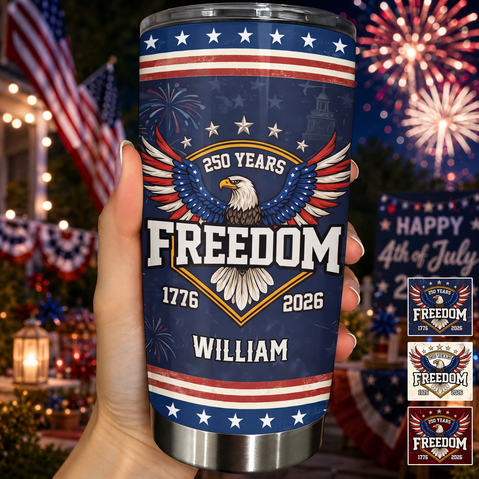 Personalized Stainless Steel Tumbler 20oz Eagle Gift for Dad 20oz Tumbler GradoCreations