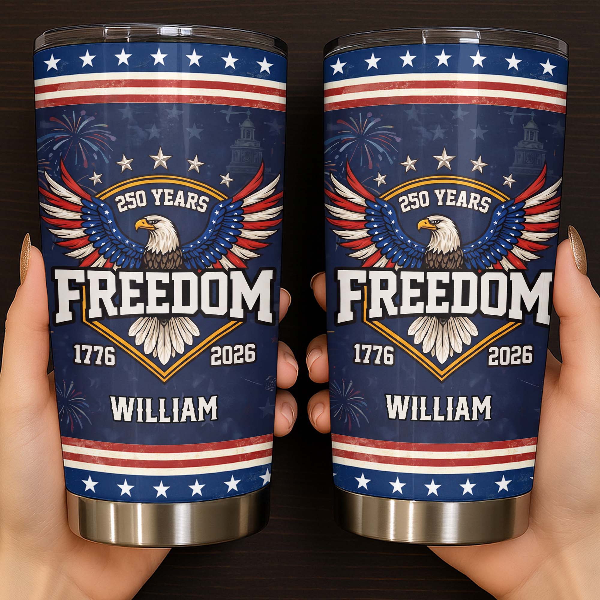 Personalized Stainless Steel Tumbler 20oz Eagle Gift for Dad 20oz Tumbler GradoCreations