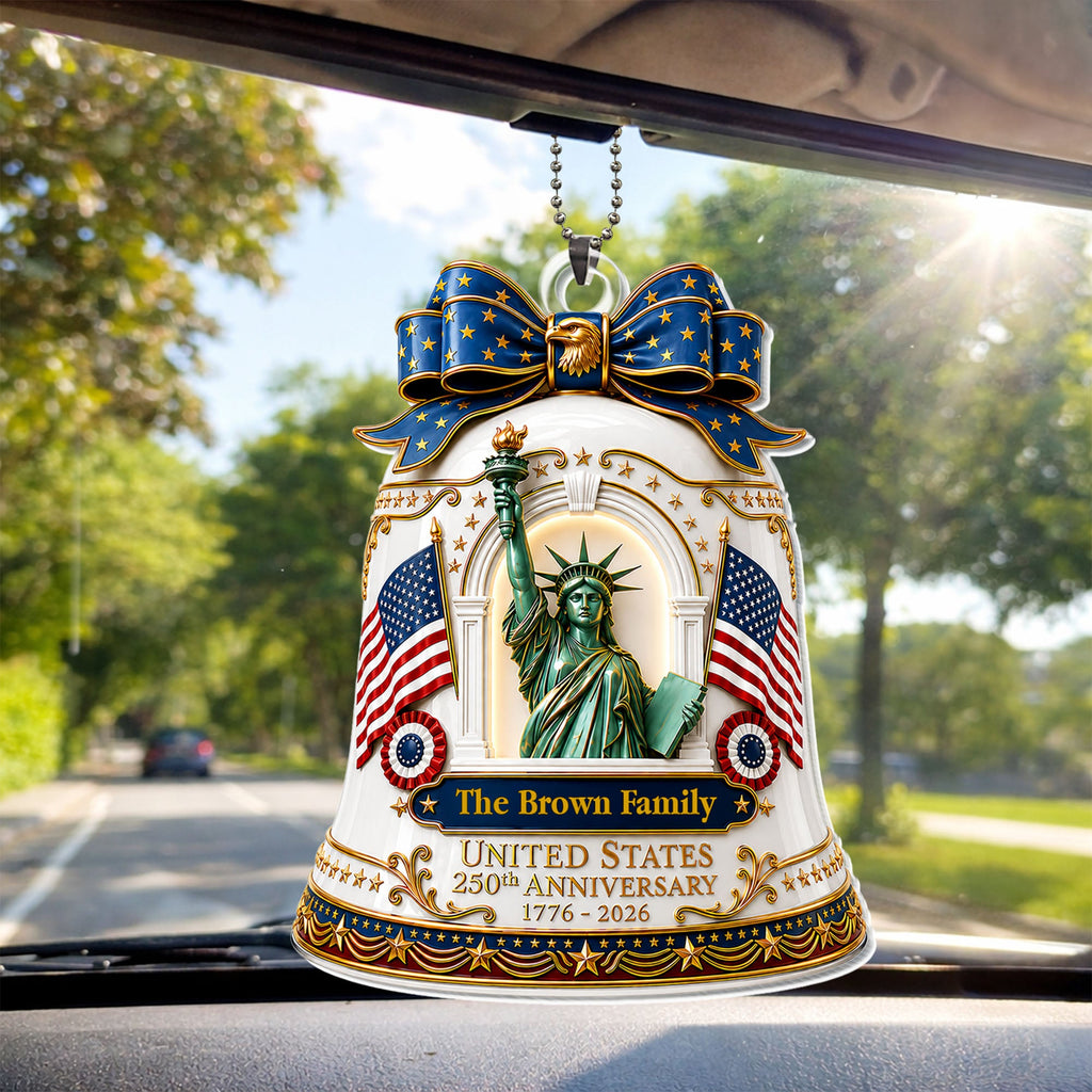 Personalized Acrylic Car Ornament USA Flag Gift for Family Car Acrylic Ornament GradoCreations
