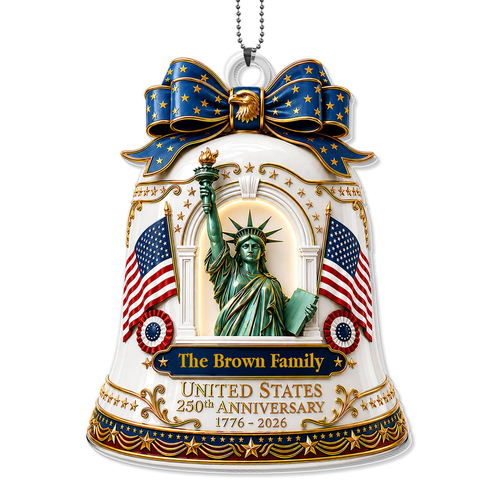 Personalized Acrylic Car Ornament USA Flag Gift for Family Car Acrylic Ornament GradoCreations