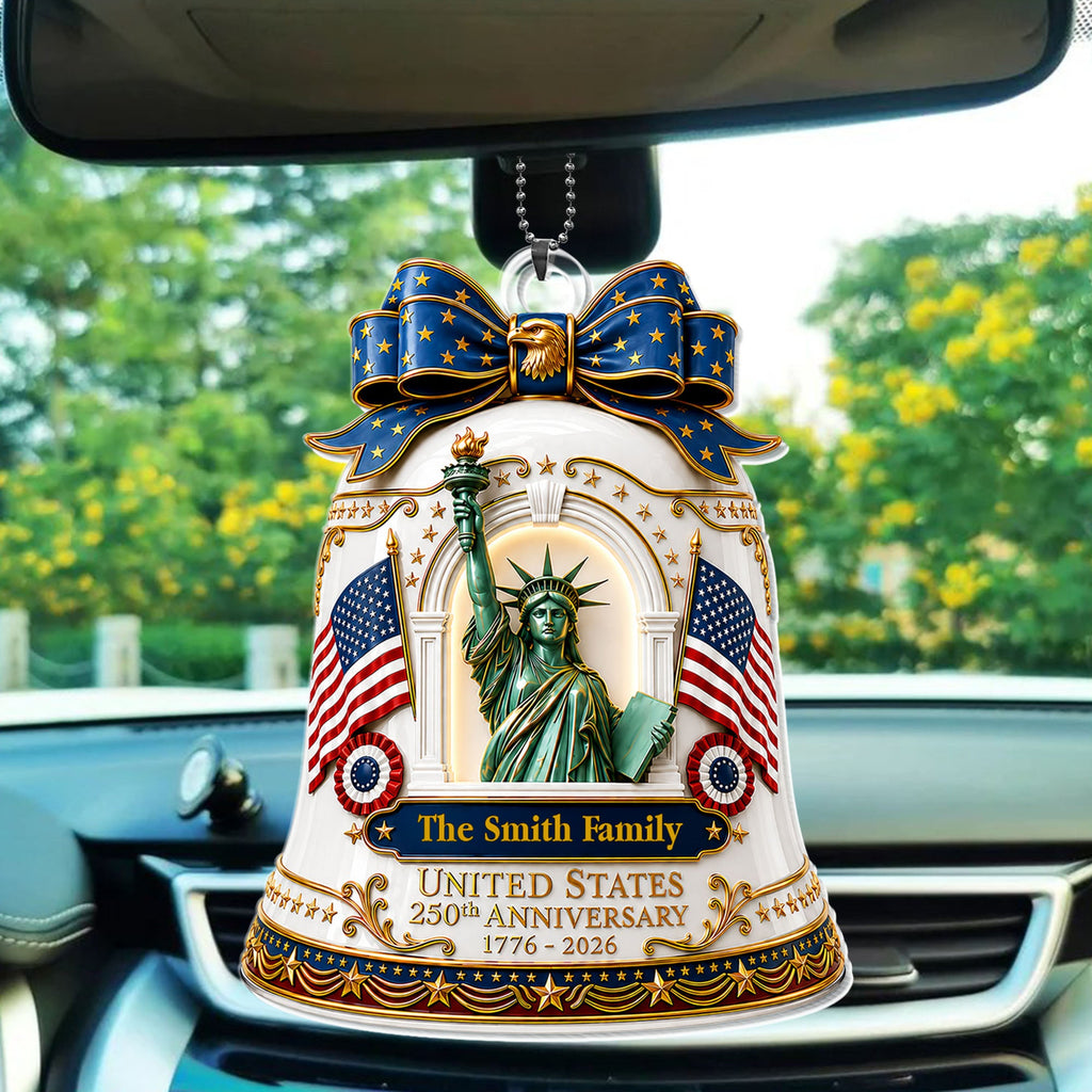 Personalized Acrylic Car Ornament USA Flag Gift for Family Car Acrylic Ornament GradoCreations
