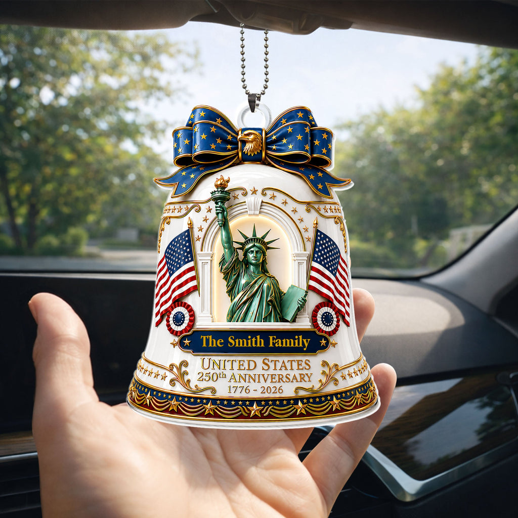 Personalized Acrylic Car Ornament USA Flag Gift for Family Car Acrylic Ornament GradoCreations