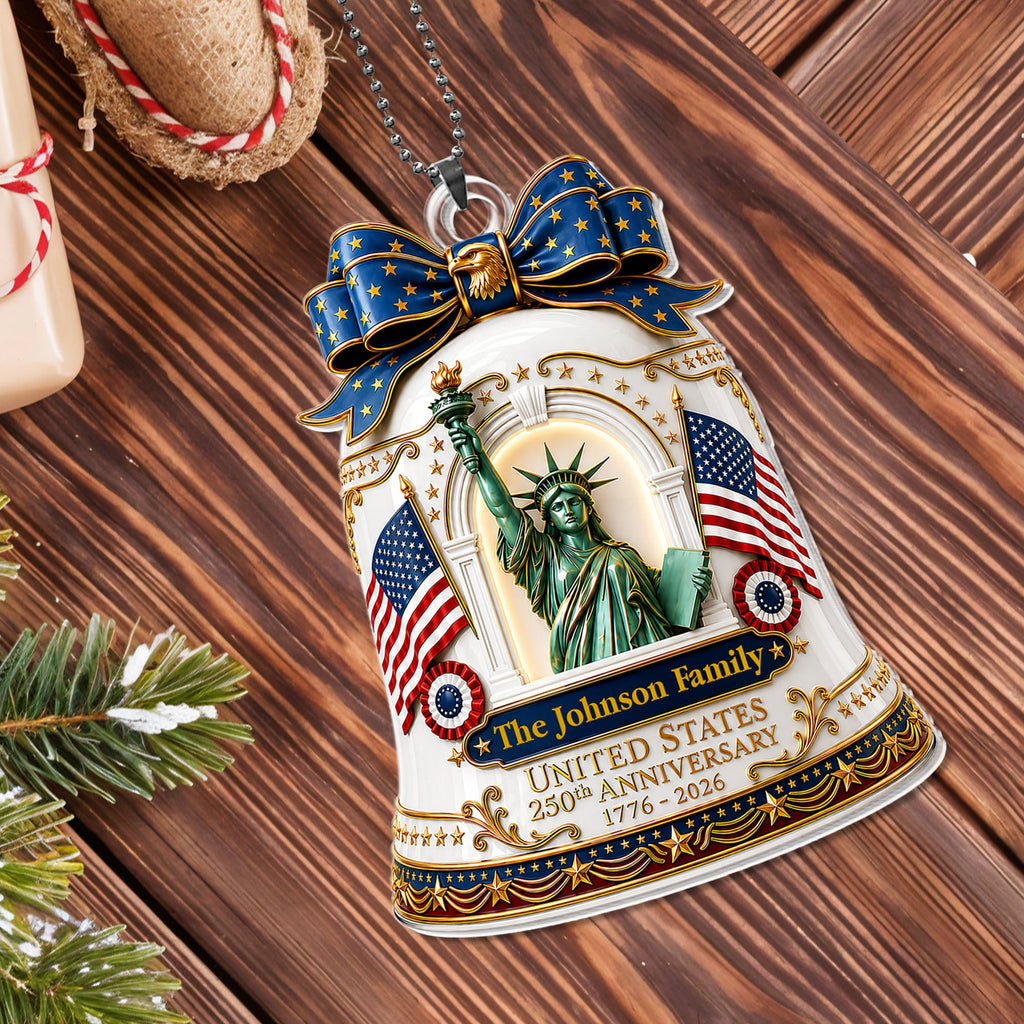 Personalized Acrylic Car Ornament USA Flag Gift for Family Car Acrylic Ornament GradoCreations