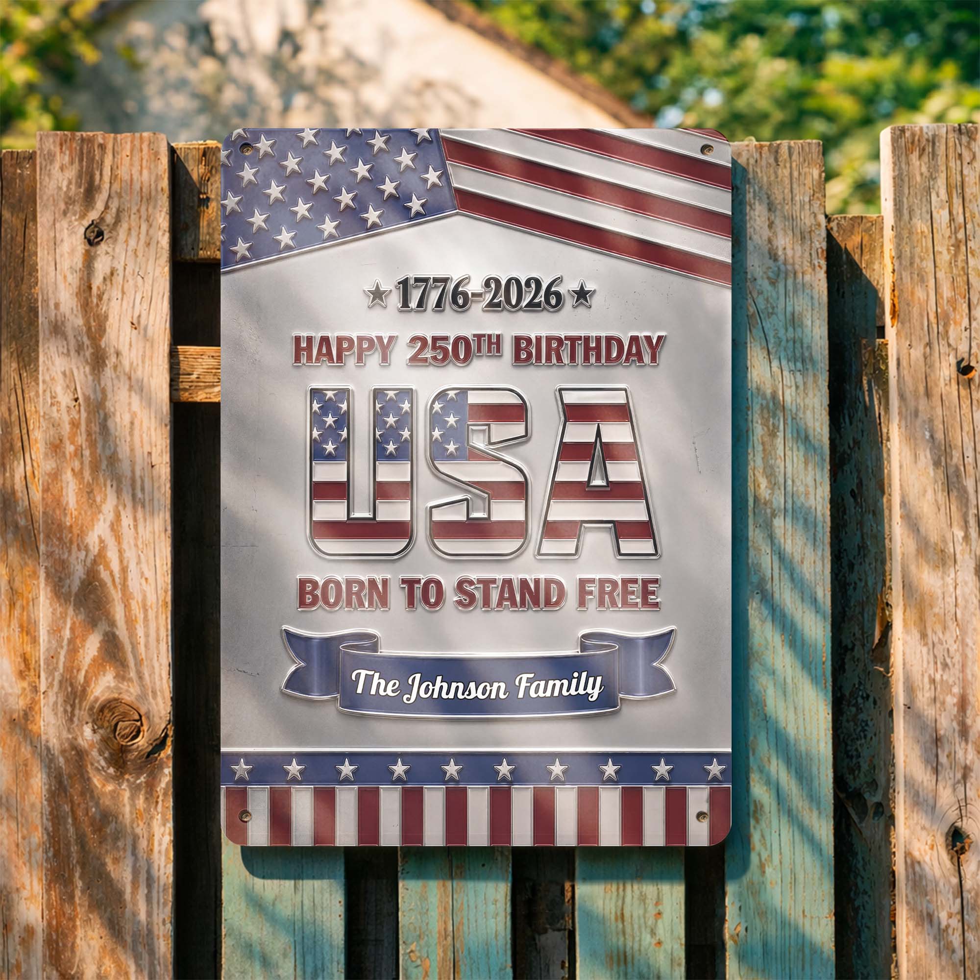 Personalized Metal Sign Custom Family Name USA Flag Gift Metal Sign GradoCreations