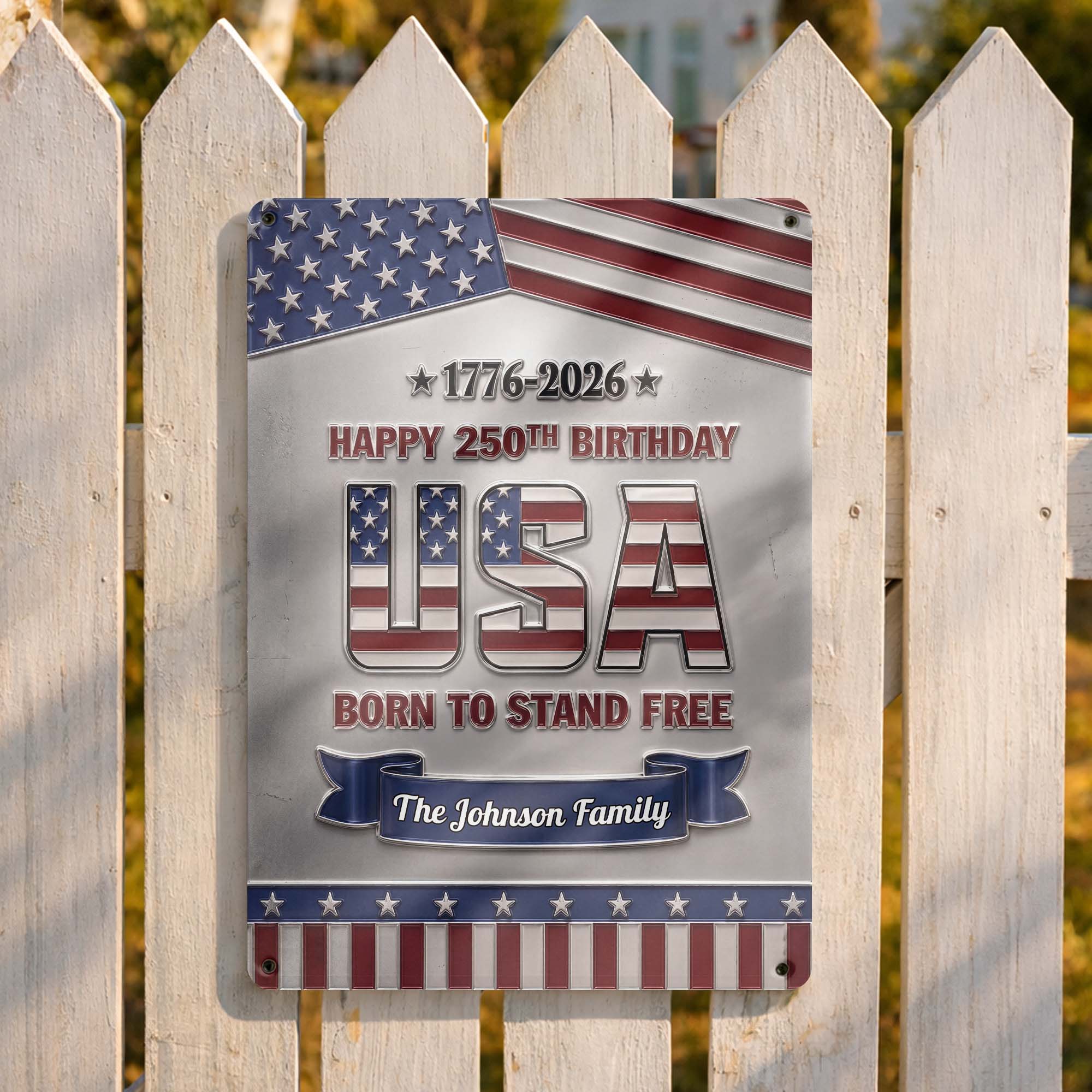 Personalized Metal Sign Custom Family Name USA Flag Gift Metal Sign GradoCreations