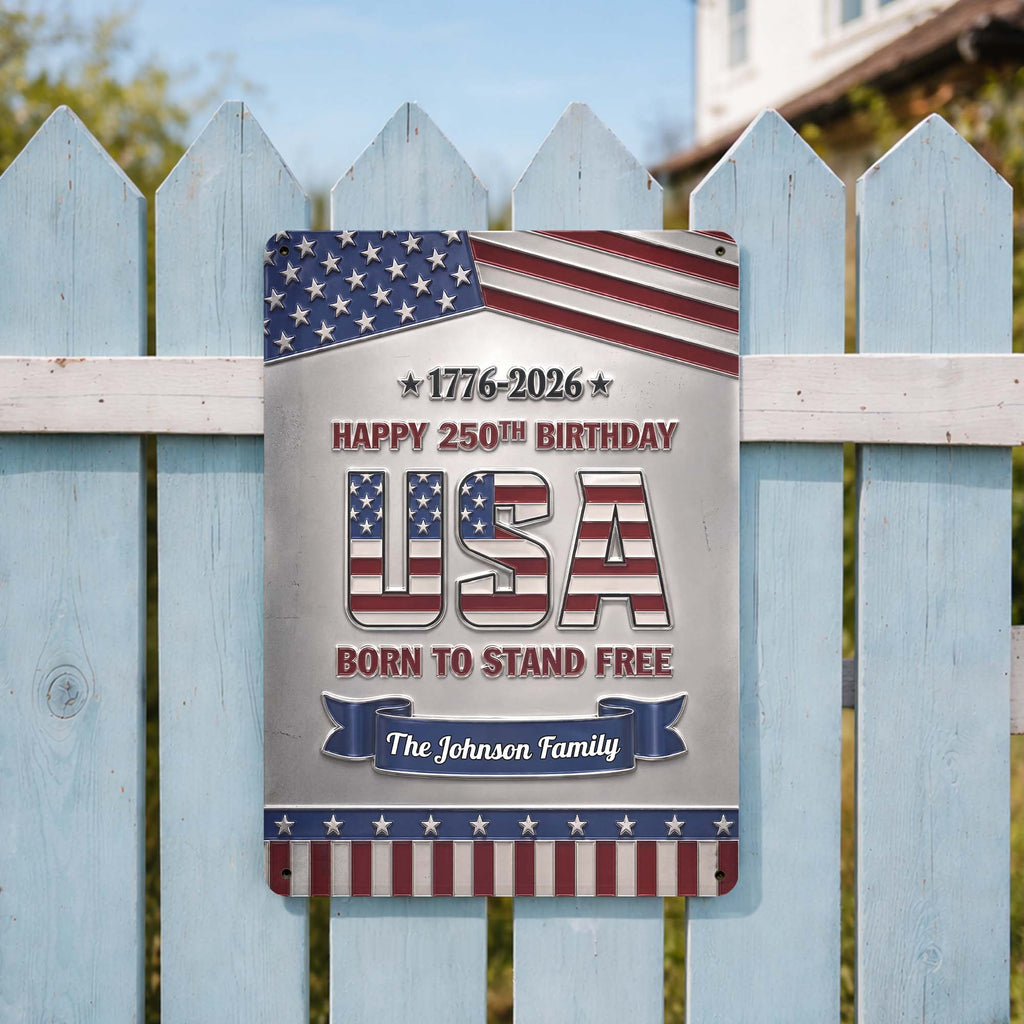 Personalized Metal Sign Custom Family Name USA Flag Gift Metal Sign GradoCreations