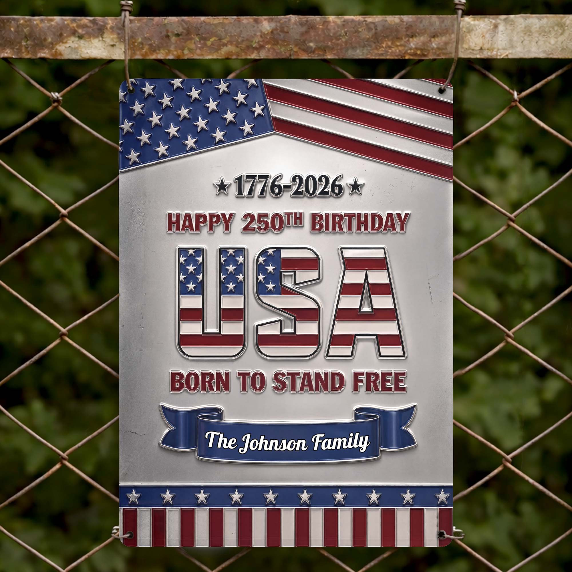 Personalized Metal Sign Custom Family Name USA Flag Gift Metal Sign GradoCreations