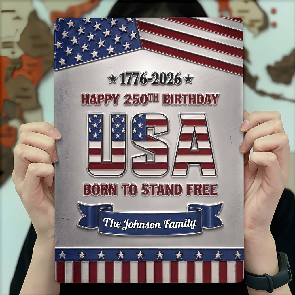 Personalized Metal Sign Custom Family Name USA Flag Gift Metal Sign GradoCreations