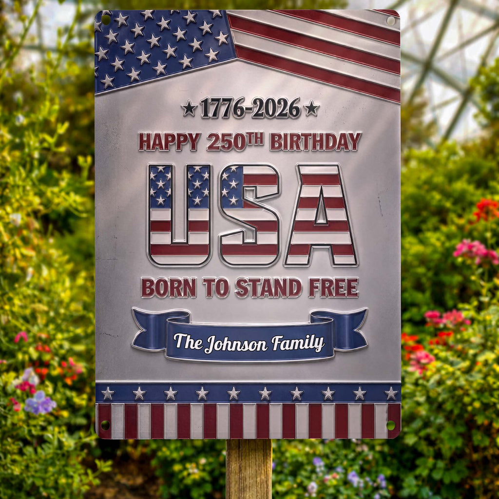 Personalized Metal Sign Custom Family Name USA Flag Gift Metal Sign GradoCreations