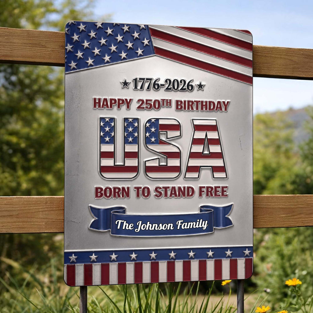 Personalized Metal Sign Custom Family Name USA Flag Gift Metal Sign GradoCreations