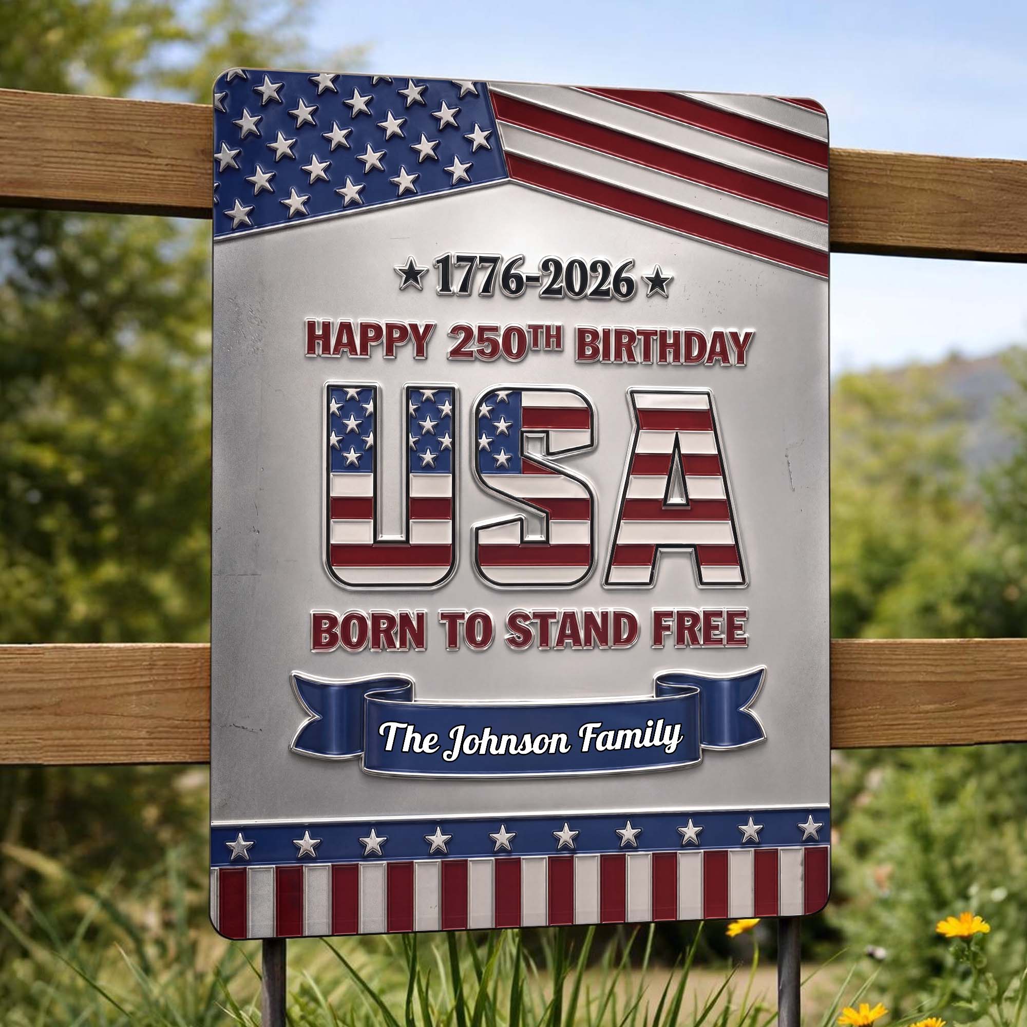 Personalized Metal Sign Custom Family Name USA Flag Gift Metal Sign GradoCreations