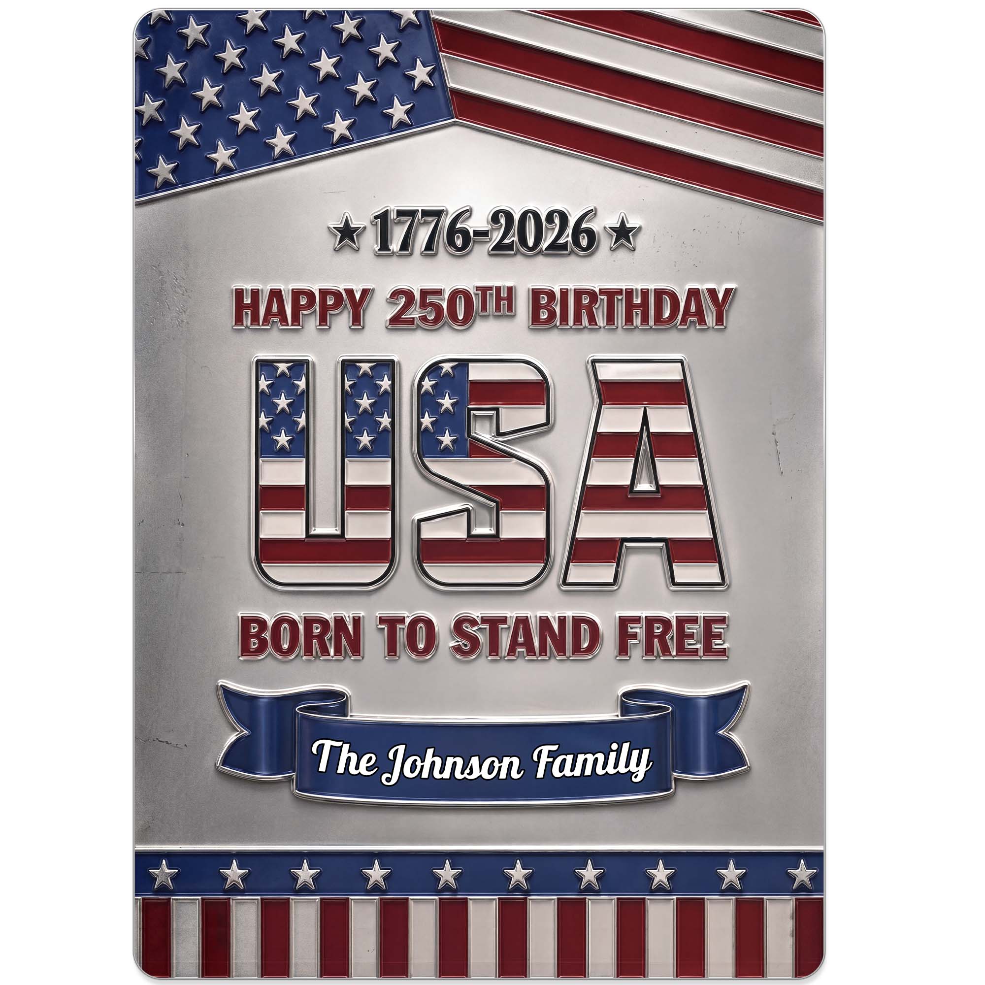 Personalized Metal Sign Custom Family Name USA Flag Gift Metal Sign GradoCreations