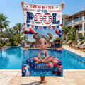 Personalized Beach Towel with American Flag Float for Kids Beach Towels GradoCreations