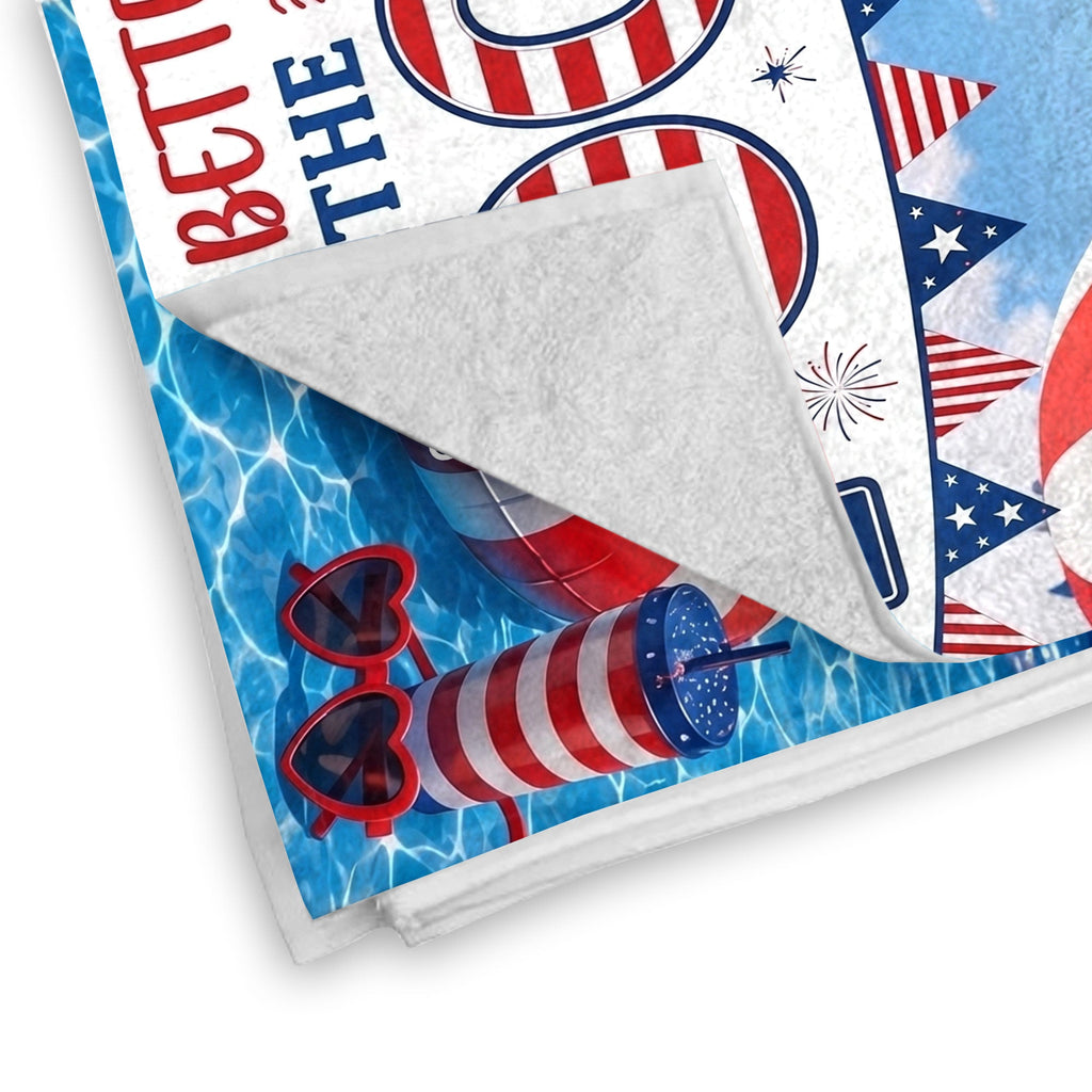 Personalized Beach Towel with American Flag Float for Kids Beach Towels GradoCreations