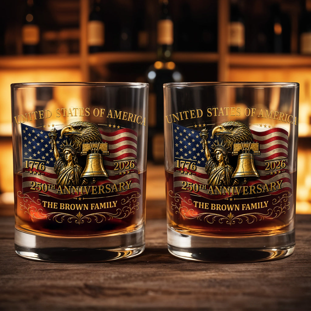 Personalized Whiskey Glass Custom Name Gift for Dad 4th of July Whiskey Glass GradoCreations