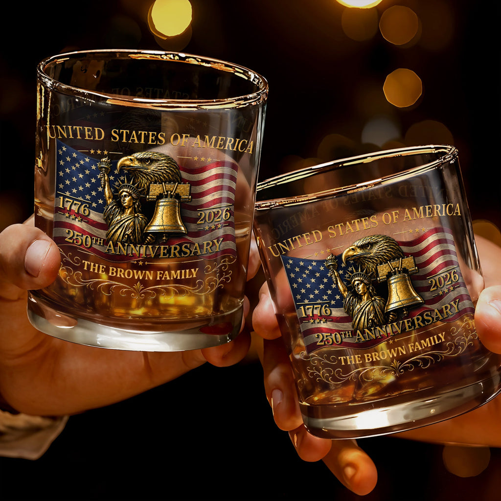 Personalized Whiskey Glass Custom Name Gift for Dad 4th of July Whiskey Glass GradoCreations