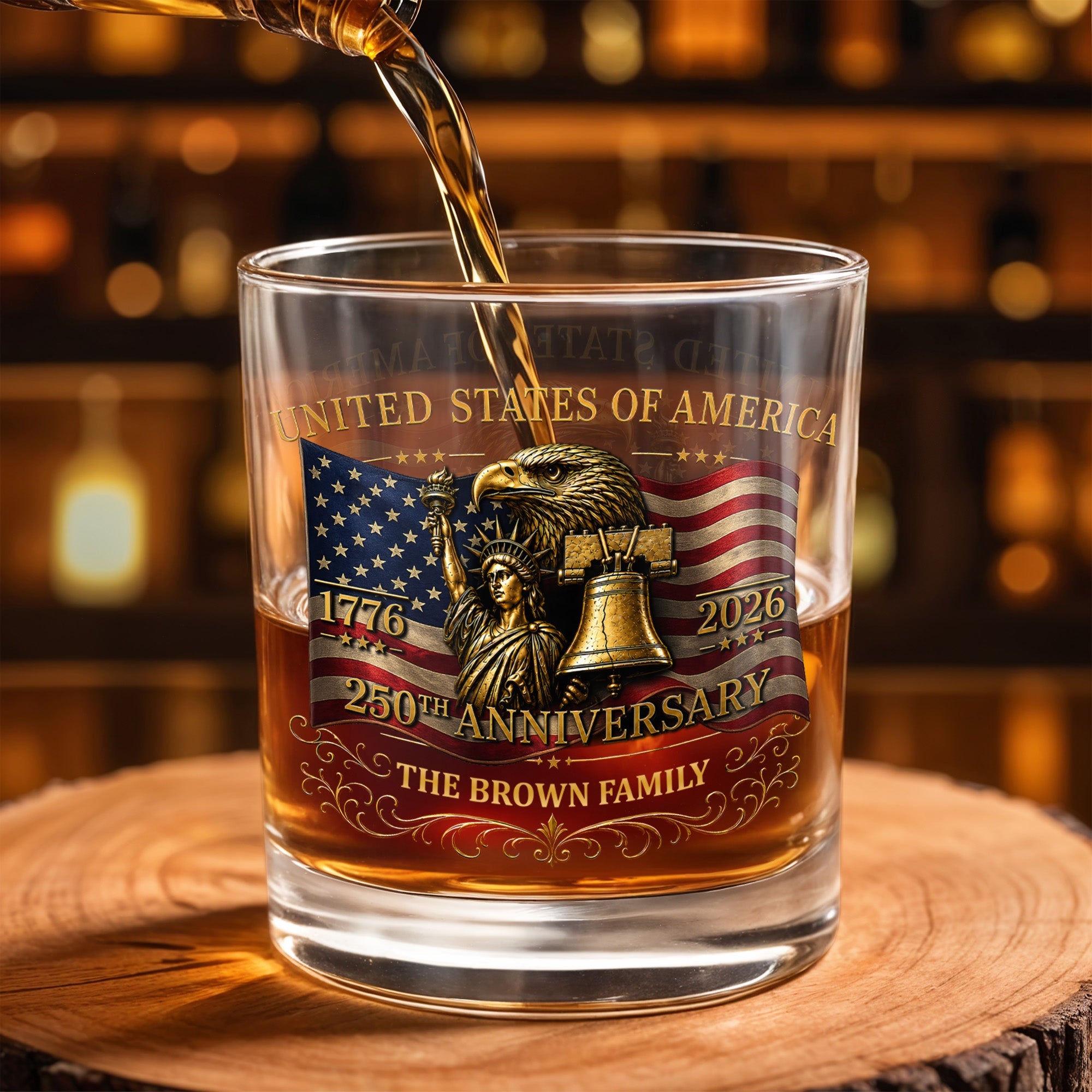 Personalized Whiskey Glass Custom Name Gift for Dad 4th of July Whiskey Glass GradoCreations