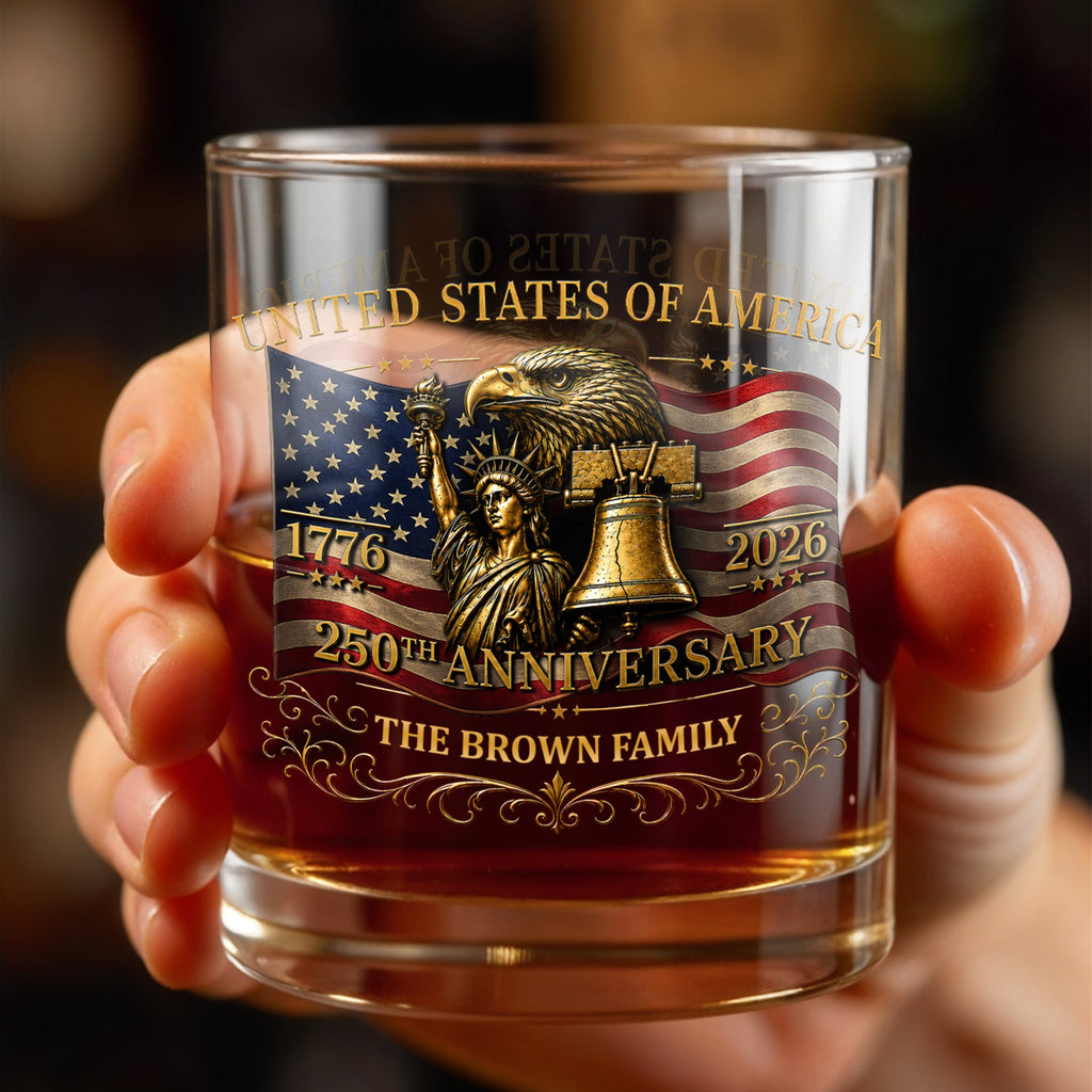 Personalized Whiskey Glass Custom Name Gift for Dad 4th of July Whiskey Glass GradoCreations