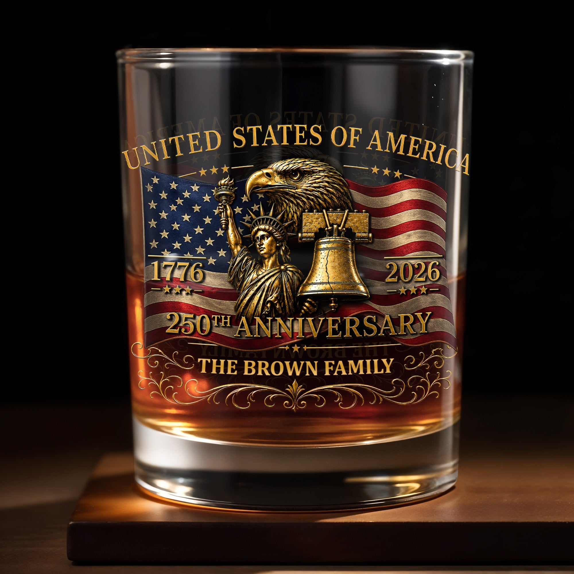 Personalized Whiskey Glass Custom Name Gift for Dad 4th of July Whiskey Glass GradoCreations