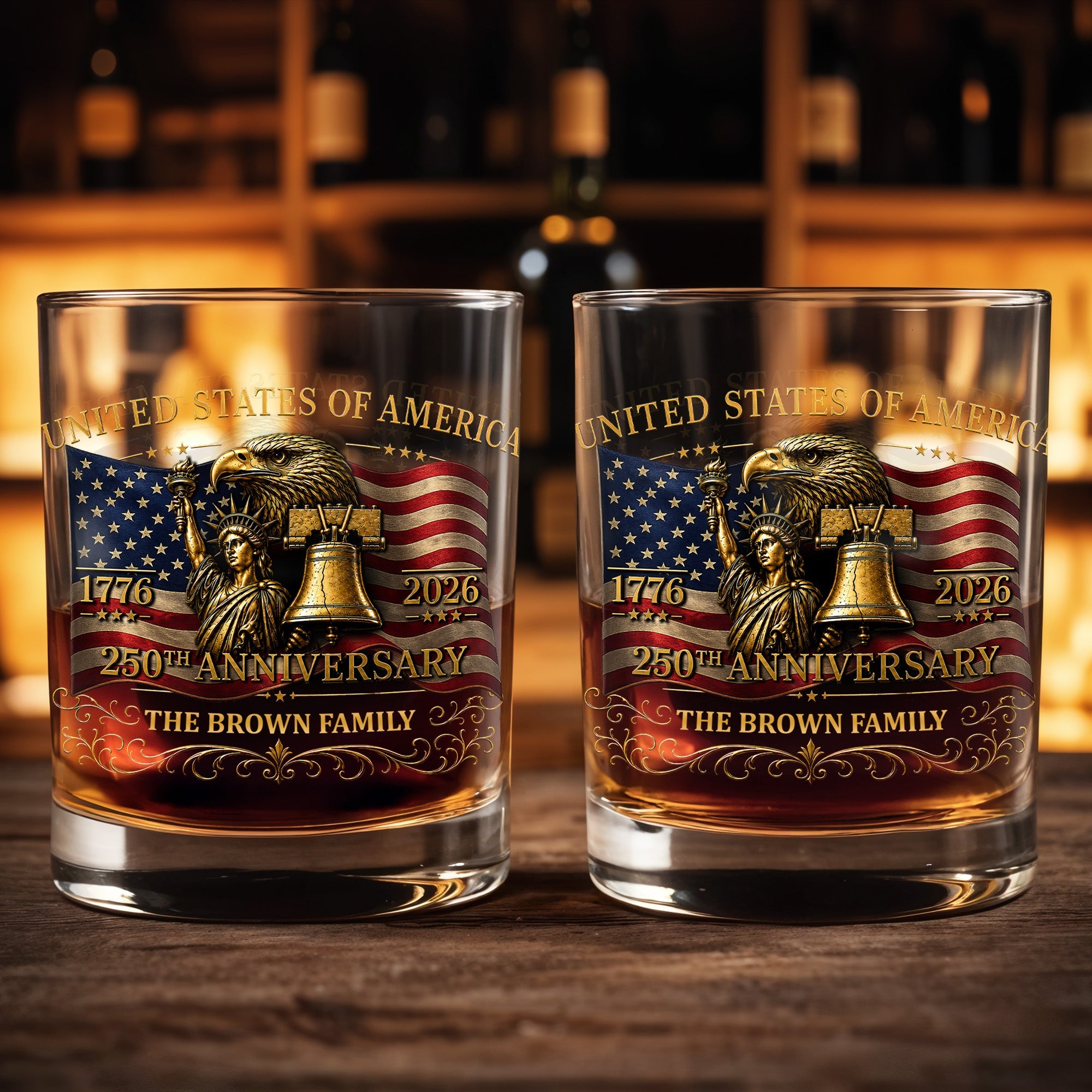 Personalized Whiskey Glass Custom Name Gift for Dad 4th of July Whiskey Glass GradoCreations