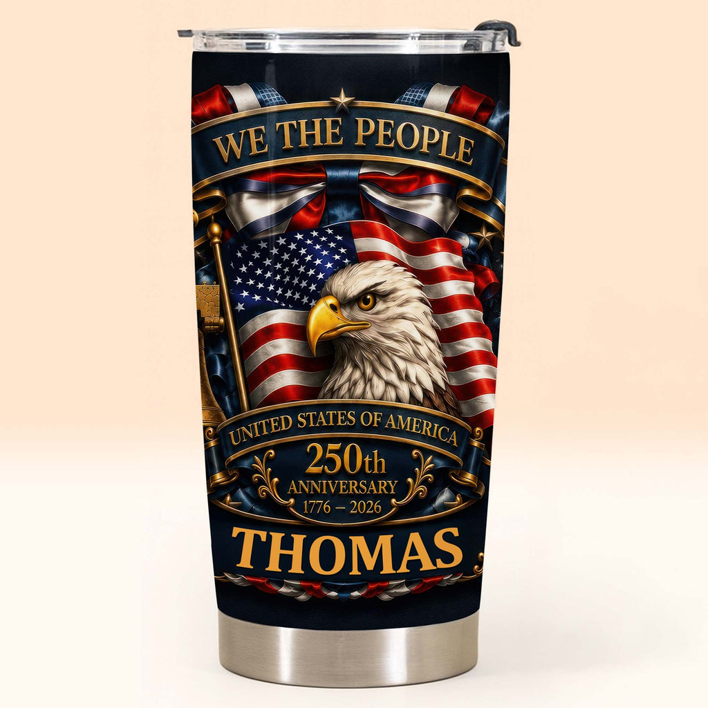 Personalized 20oz Stainless Steel Tumbler American Flag Gift for Dad 20oz Tumbler GradoCreations